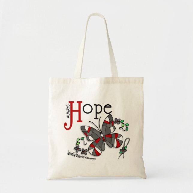 Stained Glass Butterfly Juvenile Diabetes Tote Bag (Front)