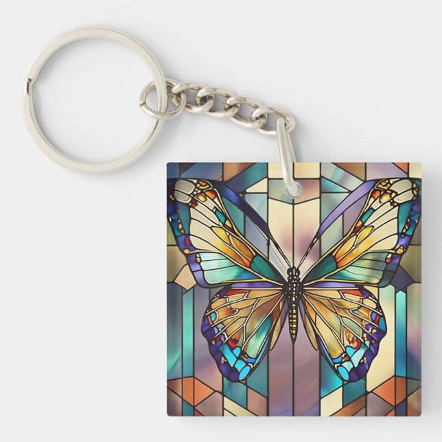 Stained Glass Butterfly Keychain (Front)