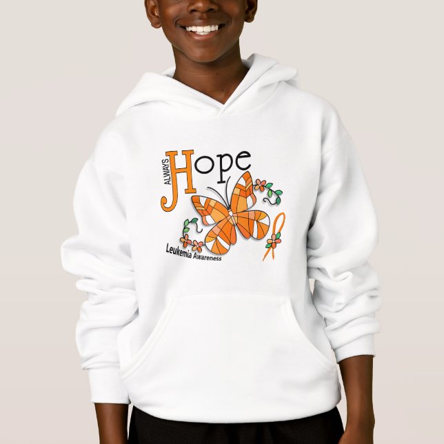 Stained Glass Butterfly Leukemia Hoodie (Front)