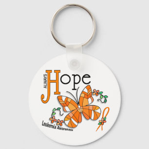 Stained Glass Butterfly Leukemia Keychain
