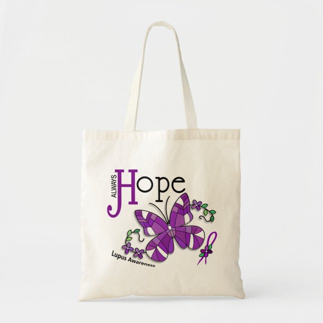 Stained Glass Butterfly Lupus Tote Bag (Front)