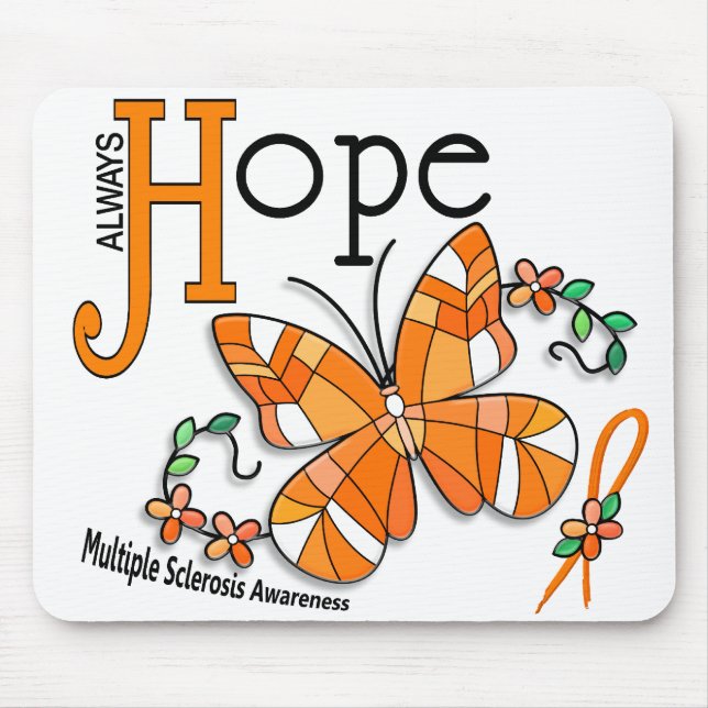 Stained Glass Butterfly Multiple Sclerosis Mouse Pad (Front)