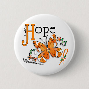 Stained Glass Butterfly Multiple Sclerosis Pinback Button