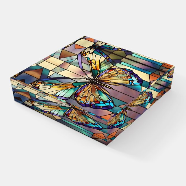 Stained Glass Butterfly Paperweight (Angled)