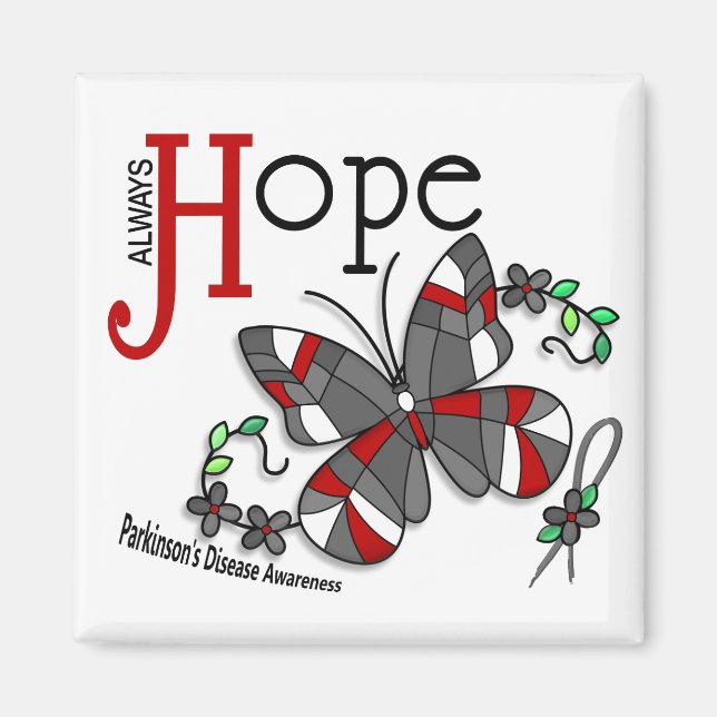 Stained Glass Butterfly Parkinson's Disease Magnet (Front)