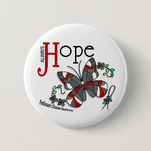 Stained Glass Butterfly Parkinson's Disease Pinback Button