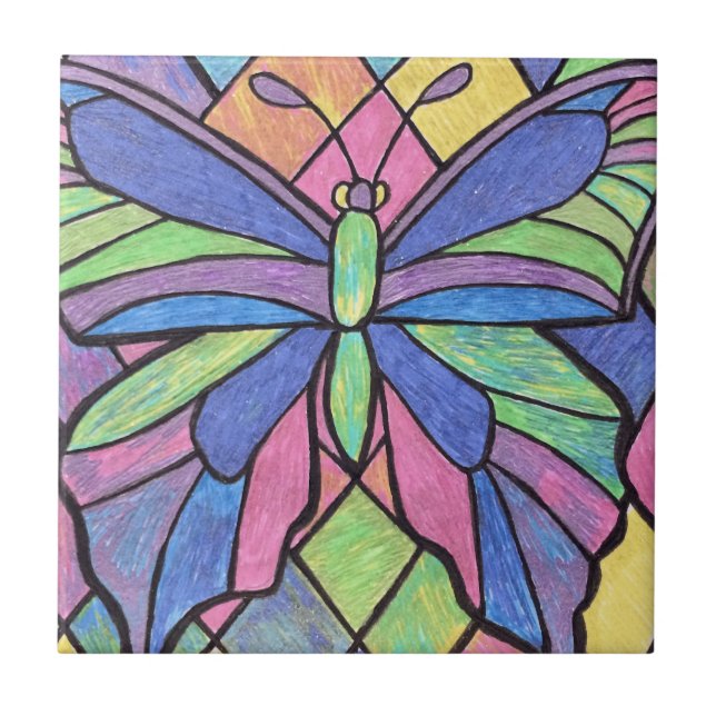 Stained Glass Butterfly Tile (Front)