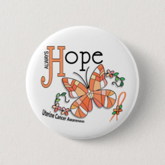 Stained Glass Butterfly Uterine Cancer Button