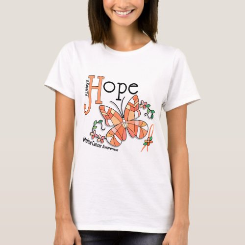 Stained Glass Butterfly Uterine Cancer T_Shirt