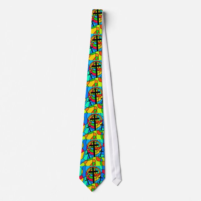 Stained Glass Calvary Cross Neck Tie (Front)