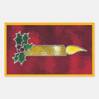 Stained glass candle rectangular sticker