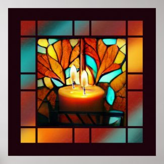 Stained Glass Candles MIxed Media Painting Art