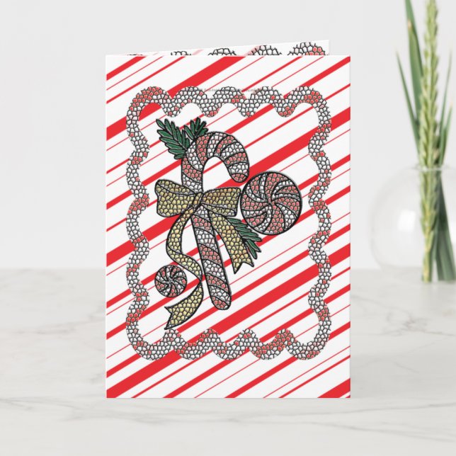 Stained Glass Candy Cane Card Front (Front)