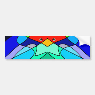 Stained Glass Cardinal Abstract Design Bumper Sticker