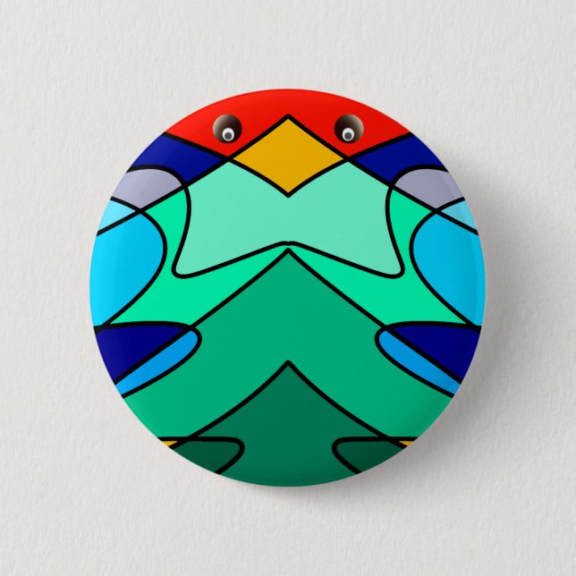 Stained Glass Cardinal Abstract Design Button (Front)