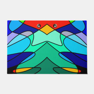 Stained Glass Cardinal Abstract Design Doormat