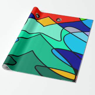Stained Glass Cardinal Abstract Design Wrapping Paper