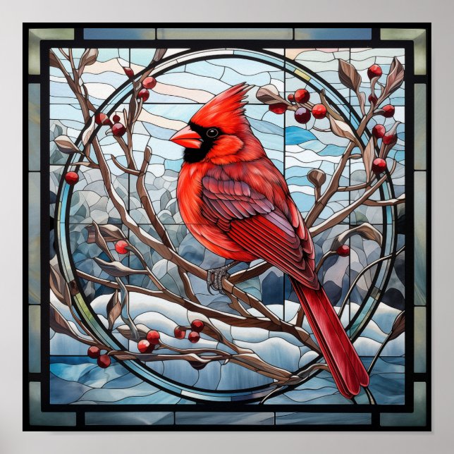 Stained Glass Cardinal Poster (Front)