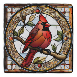 Stained Glass Cardinal Red Bird Kitchen Gift Ideas Trivet