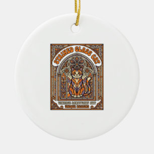 Stained Glass Cat Cat Stained Glass Church Vintage Ceramic Ornament