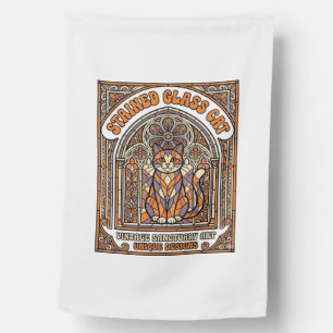 Stained Glass Cat Cat Stained Glass Church Vintage House Flag