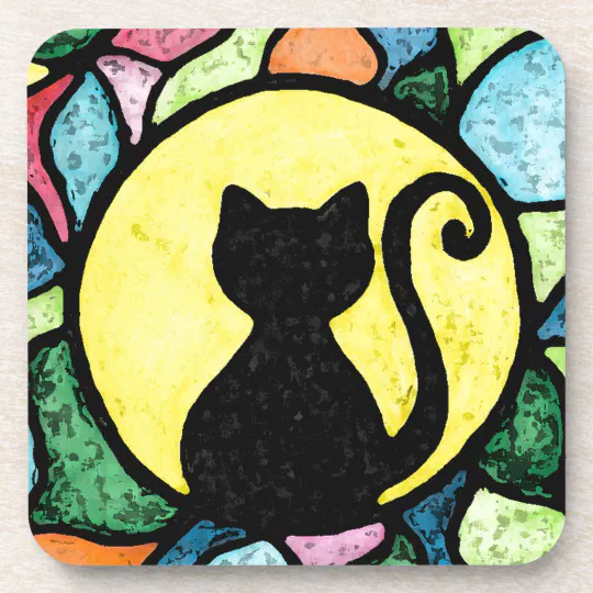 Pretty Ginger Cat Black Rim Glass Coaster Animal Breed Gift AC-116GC
