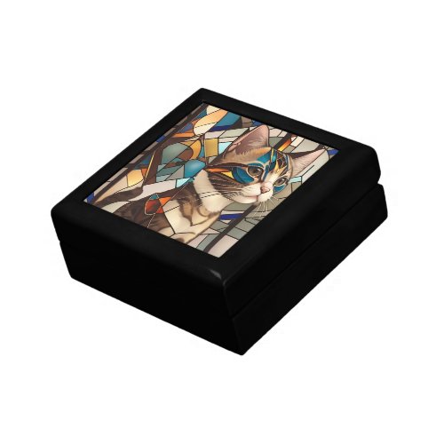 Stained Glass Cat Illustration Gift Box