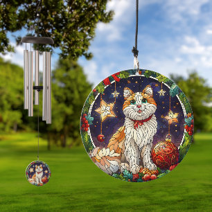 Stained Glass Cat Wind Chime