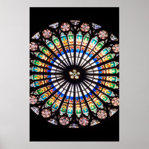 stained glass cathedral rose window poster