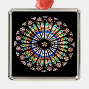 stained glass cathedral rosette metal ornament