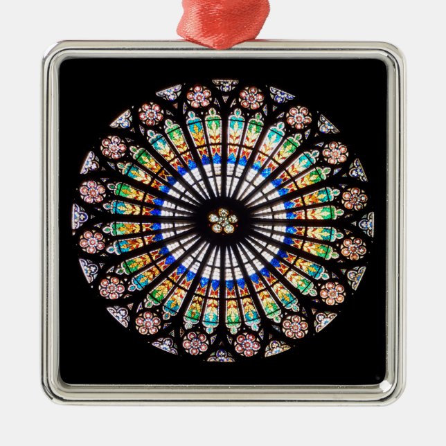 stained glass cathedral rosette metal ornament (Front)