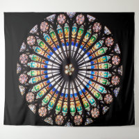 Fish Tapestry Stained Glass Geometric Print Wall Hanging Decor