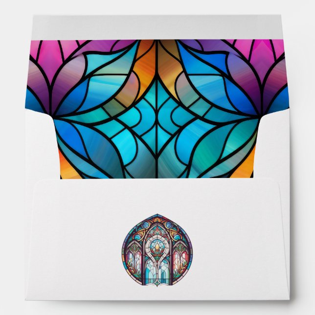 Stained Glass Cathedral Window Christmas Holiday Envelope (Back (Bottom))