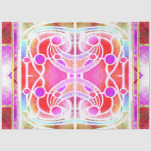 Stained Glass Cathedral Window in Pink and Orange Tissue Paper
