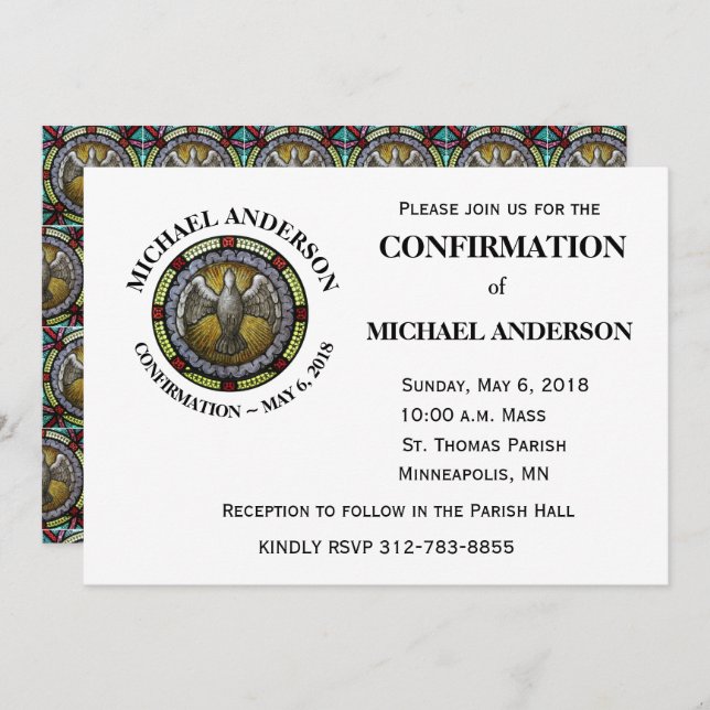 Stained Glass Catholic Confirmation Invitation (Front/Back)