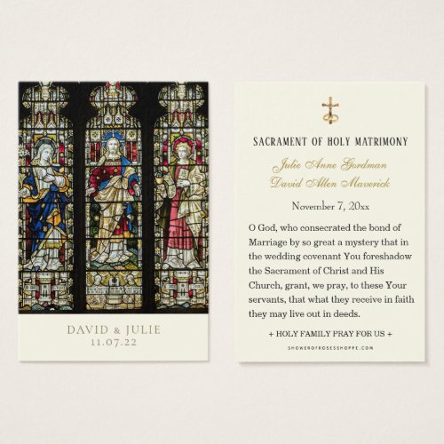 Stained Glass Catholic Wedding Prayer Card