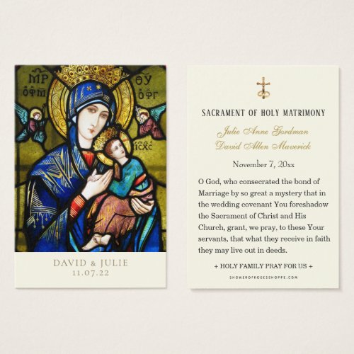 Stained Glass Catholic Wedding Prayer Card