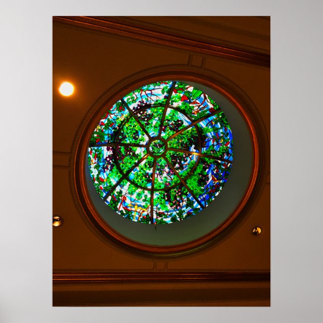 Stained Glass Ceiling Dome with Botanical Design Poster (Front)