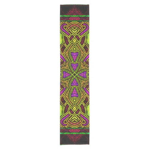 Stained Glass Celtic Cross in Old Gold Short Table Runner