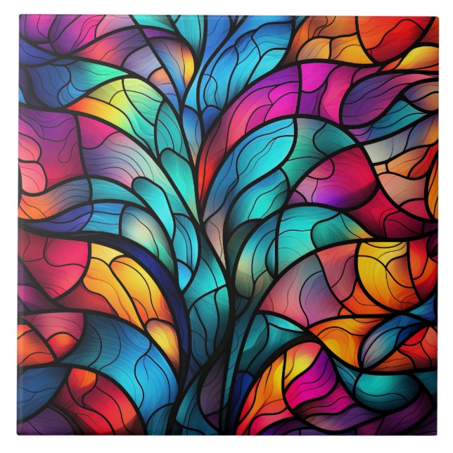 Stained Glass  Ceramic Tile (Front)