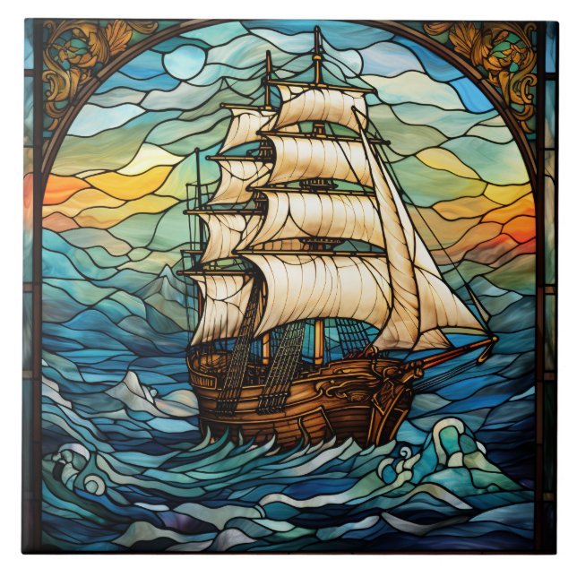 Stained Glass  Ceramic Tile (Front)