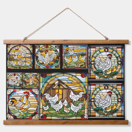 Stained Glass Chicken Wall Tapestry