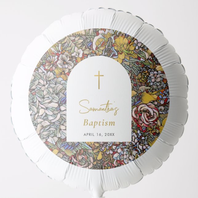 Stained Glass Christening Baptism Balloon (Front)