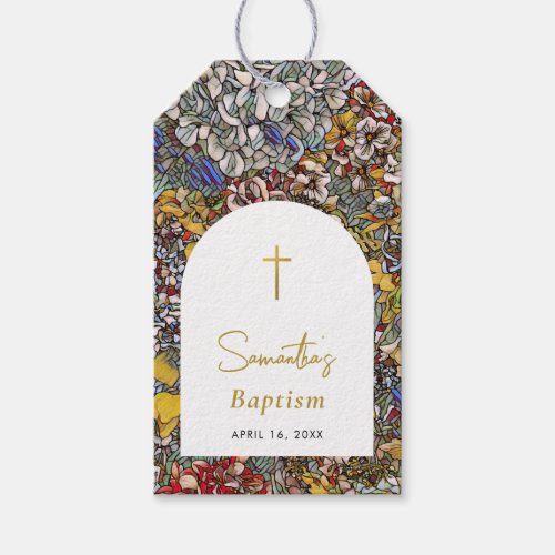 Stained Glass Christening Baptism Favor Gift Tags