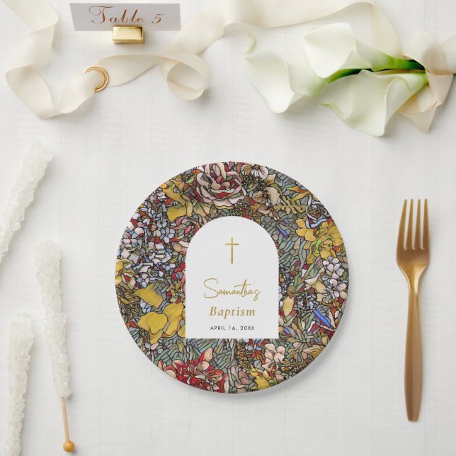 Stained Glass Christening Baptism Favor Paper Plates (Wedding)