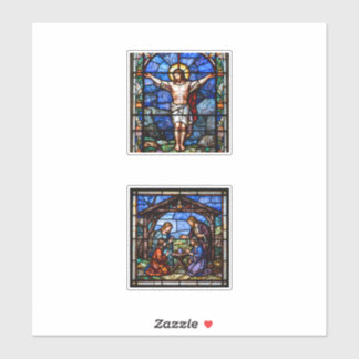 Stained Glass Christian Art Set – Crucifixion & Na Sticker