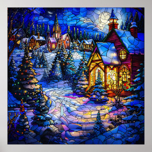 Stained Glass Christmas Art Poster