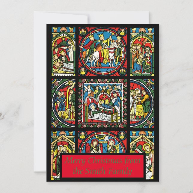 Stained Glass Christmas Greeting  Holiday Card (Front)