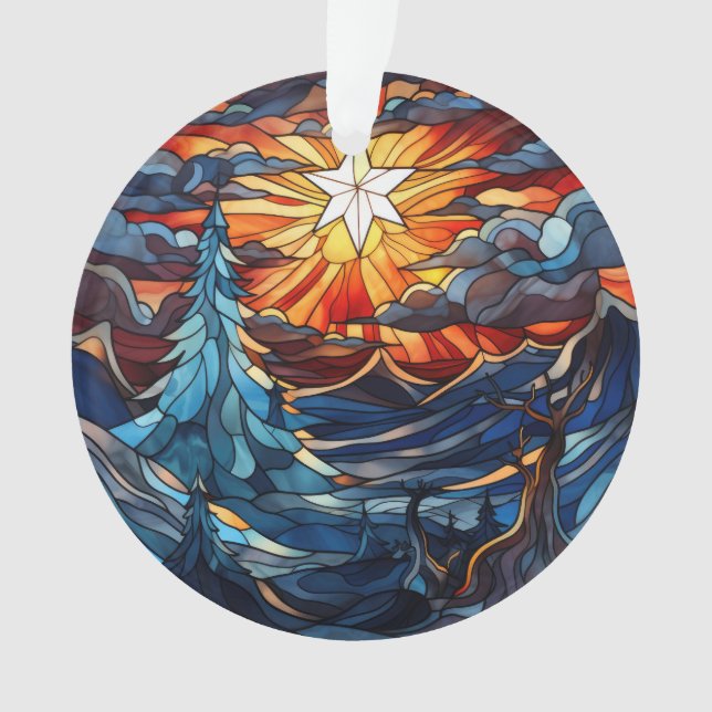 Stained Glass Christmas Landscape Ornament (Front)
