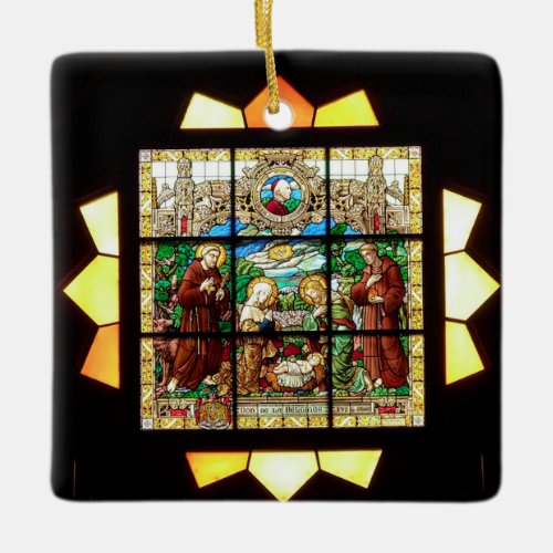 Stained Glass Christmas Nativity Ceramic Ornament